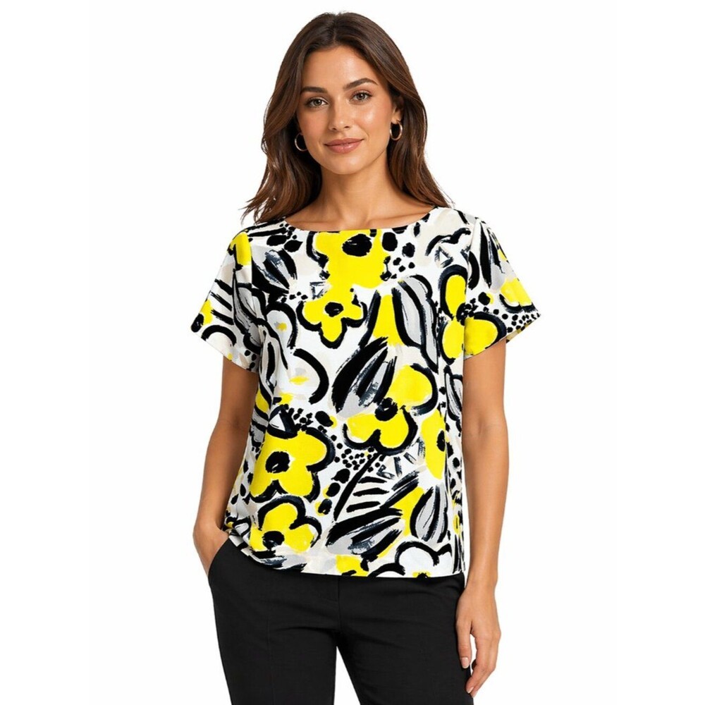 Lands’ End Canvas Collection Floral Print Top Blouse Size 10 NWOT